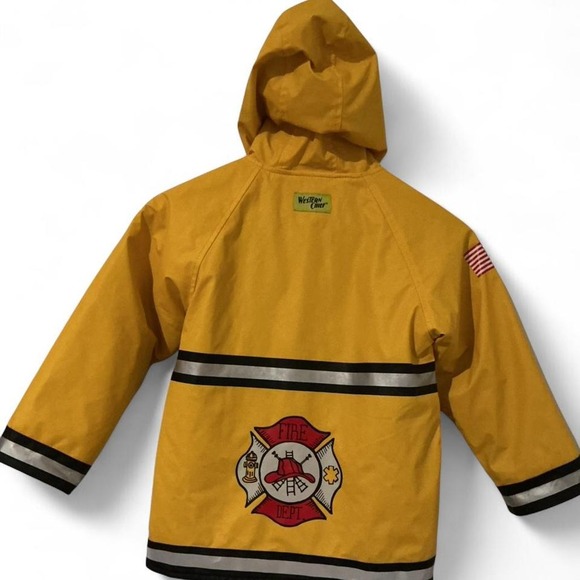 Yellow and black firefighter raincoat with hood #kidcore #rave - Picture 2 of 7